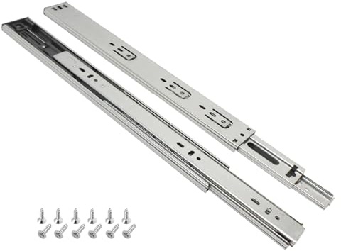 Schubladenschienen Vollauszug 500mm, 6 Paar (12 Stk.) Kugelauszug, 45mm Nut Schubladenauszug, Schubladen Führungsschiene mit Montageschrauben, Softclose Schubladen Schienensystem belastbar bis 45 kg