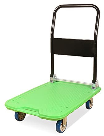 Flachbett-Handwagen Plattformwagen, rollender Handschubwagen mit 4 Rädern, Metallgriff, Kunststoffdeck, Hochleistungs-Flachbettwagen for den Gepäcktransport Schwerlast-Flachbettwagen (Size : Black ha