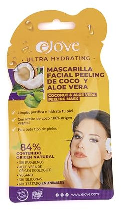 Ejove Mascarilla Facial Peeling Exfoliante De Coco Y Aloe Vera | Limpieza Profunda | Hidrata la Piel | Piel Radiante y Rejuvenecida