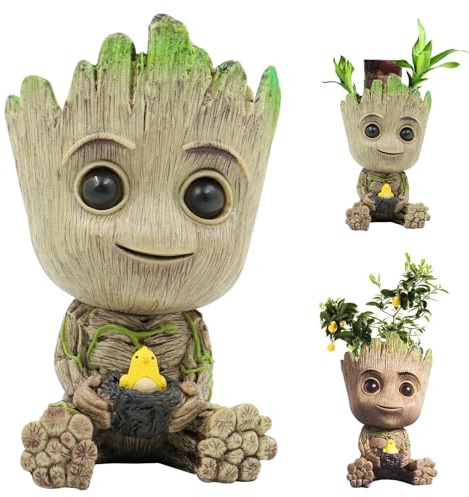Groot Treeman Pflanzer, Baby Groot Blumentopf, Innovative Action-Figur aus Filmklassiker I AM Groot, Groot Sukkulenten Pflanzgefäß, Groot Blumentöpfe Mit Drainage Loch, für Garten & Aquarium
