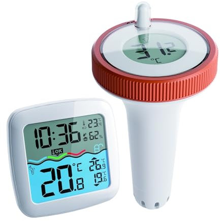 WESLNN Termometro Digitale for Piscina Galleggiante, Telecomando Wireless, Termometro da Interno for Esterni, for Piscine, Acqua da Bagno, Terme, Acquari