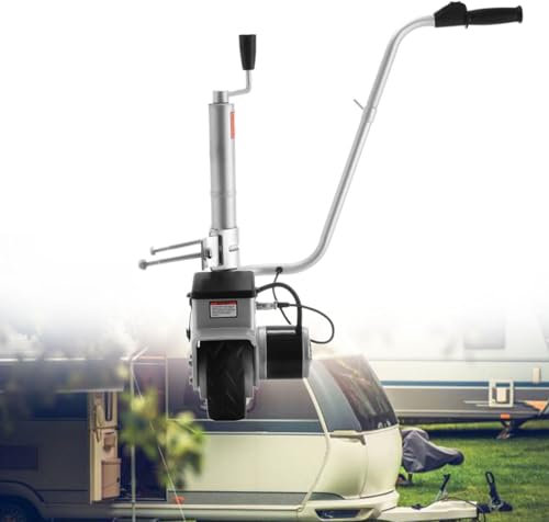 Lakenbroade Anhänger Stützrad Elektrische Rangierhilfe Max. Anhängelast 2268kg Eletrischesstützrad 30,5-63cm Höhenverstellbar Geschwindigkeit Vollgummirad Trailer Hänger Wohnwagen