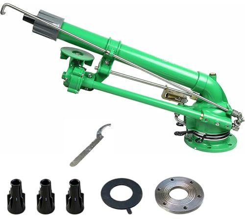 Aspersor ajustable de 360° para riego de tierras agrícolas, distancia de chorro de 50 a 110 m, pistola de lluvia grande, aspersor de impacto