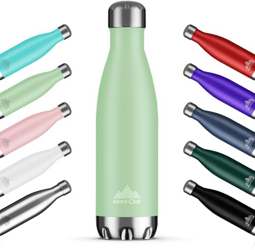 Mont-Clair H2O Stainless Steel Water Bottle, Vacuum Insulated - BPA Free, 12h Hot & 24h Cold Drinks, Metal Water Bottle 1L Leakproof, Ideal for Adult, Kids, Running - Light Green