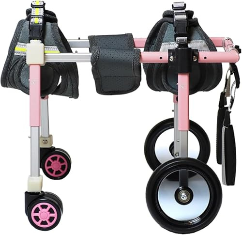 Hunderollstuhl mit 4 Rädern, Mobilitätswagen, verstellbarer Hunderollstuhl, Rollstuhl mit Beinstütze für kleine, mittelgroße und große Hunde, Mobilitätshilfen für die Hinterbeine von Hunden (ROSA, kle
