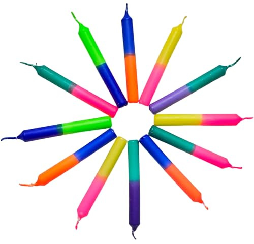 GLOWYBOX® Geburtstagskerzen für Kerzenring Kerzen für Kindergeburtstag bunte Kinderkerzen Geburtstagszug Minikerzen bunt Baumkerzen bunt neon dip Dye Kerzen neonpink
