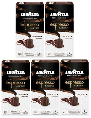 Lavazza Espresso Gourmet Chocolate Nespresso Compatible Aluminium Coffee Capsules (Pack of 5, Total 50 Pods)
