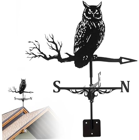 Weather Vane, Metal Weather Vanes Roof Mount, Owl Weathervanes, Vane for the Garden, Yard, Sheds, Yard, Patio Decor