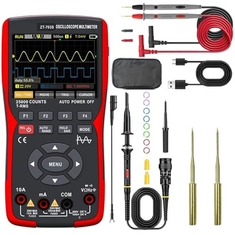 Polimetro Digital, Osciloscopio digital portátil, multímetro, forma de onda, salida de señal, 2 canales, 50 MHz, adecuado for reparación eléctrica automotriz.,para uso doméstico