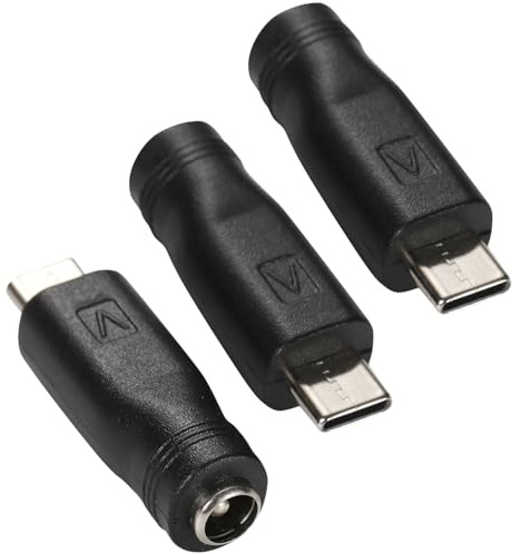 Greluma 3 Piezas Adaptador de Corriente USB C a DC, Conector Macho Tipo C a Hembra DC de 5,5 x 2,1 mm, Conector cilíndrico para Cargar Dispositivos.