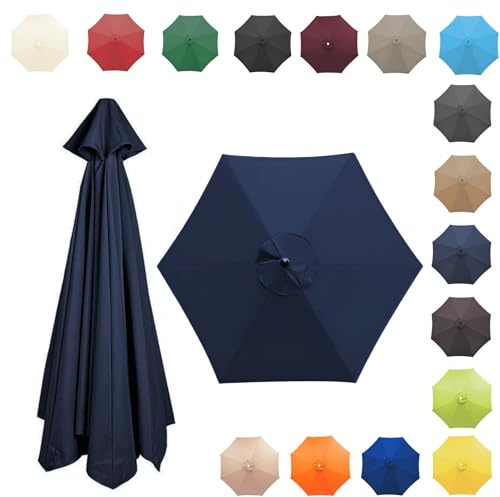 350CM/8 Baleines Auvent De Remplacement Pour parasol De Jardin, Toile Anti UV 50+, Housse De Rechange Polyester