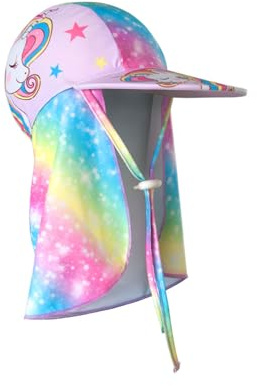 FUGLUS 1 Chapeau de Soleil pour Enfants, Chapeau de Protection UV pour l'été, Petit Chapeau de pêche coloré en Forme de Cheval, Chapeau à Large Bord avec Protection pour Le Cou pour Nourrissons, Rose