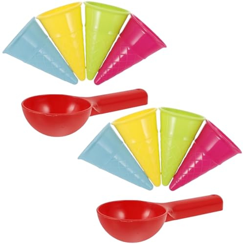 Strandspielzeug für Kleinkinder von 1 bis 3 Jahren, 10-teiliges Strandspielzeug, bunter Plastiksand, lehrreiches und unterhaltsames Eistüten- und Schaufelformen-Set für Kinder, Dessertliebhaber
