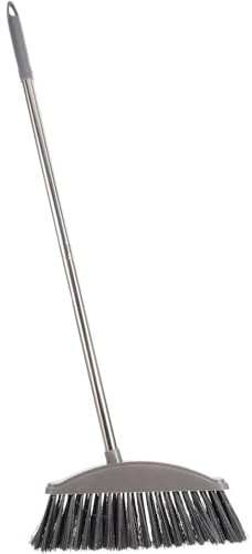 NESTINGHO Heavy-Duty Household Broom with Long Handle and Thick Stainless Steel Bristles for Indoor Outdoor Floor Cleaning Beveled Edge for Corners Suitable for Kitchen Bathroom