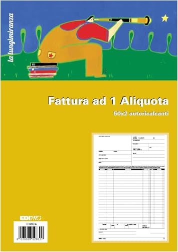 EDIPRO E5283A, Blocco fattura 1 aliquota 50x2 autoricalcante f.to 29,7x22 (Confezione da 5)