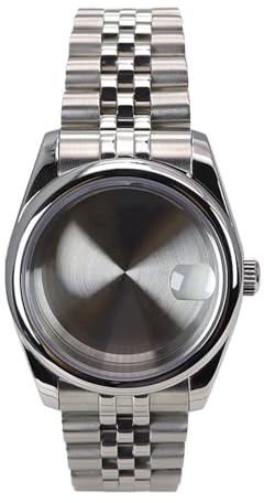 1 st Silverfärgad 36/39 mm klockfodral Rem for NH35 NH36 NH38 for Miyota8215 Urverk 28,5 Urtavla Safirglas Oyster(Solid bottom cover 3,36mm 8215)