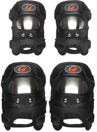 GES 4 STÜCKE Motorrad & Fahrrad Erwachsene legierung Stahl ATV Motocross Ellenbogen Knie Schienbeinschutz Pads Protector Kit Motocross Racing (Kurz)