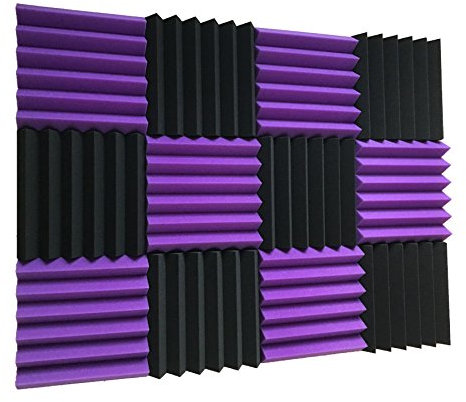 Xinglong 12 Pack Wedge Purple lack Acoustic Soundproofing Studio Foam Tiles 2x12x12