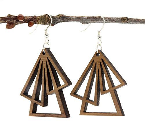 NaturSchatulle Holzschmuck Holzohrringe Triangle I natürliche Ohrhänger 925 Sterling Silber Ohrringe Holz Damen Ohrschmuck