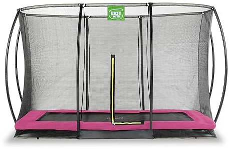 EXIT Toys Silhouette Bodentrampolin - 244x366cm - Rechteckiges Gartentrampolin Outdoor für Kinder - Mit Sicherheitsnetz und Fußschutzsystem - Sicherer Einstieg - Gute Sprungkraft - Rosa