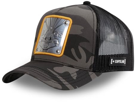 Looney Tunes Kappe für Damen und Herren, Trucker-Kappe, Bugs Bunny, verstellbar und authentisch, Grau/Orange/Schwarz, Einheitsgröße