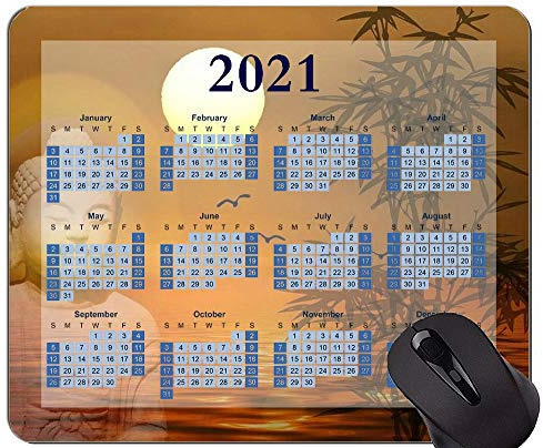 2021 Mouse Pad Kalender, Gold Orange Sun Rubber Mouse Pad