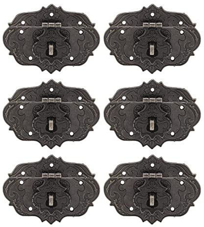 Set de 6 Piezas de Hebillas Vintage para Cajas de Madera, Cerraduras Antiguas de Joyería, Cierres de Cerrojo con Tornillos