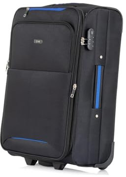 OCHNIK Mittlerer Rollkoffer | Softcase | Material: Nylon | Farbe: Schwarz | Zahlenschloss | Größe: M | Maße: 64×41,5×28,5 cm | Fassungsvermögen: 75 | hohe Qualität