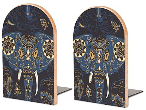 Packung Mit 2 Buchstützen Elefant Rutschfester Bücherständer Aus Holz Bücherregal Bücherhalter Für Home Desk Office Library