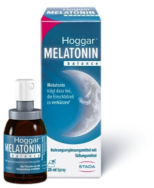 Hoggar Melatonin Balance Einschlafspray mit Vitamin B6, 20 ml | Verkürzt Einschlafzeit, hilft bei Jetlag, Passionsblumen-Extrakt, Melatonin & Vitamin B6, vegan, gluten- & laktosefrei