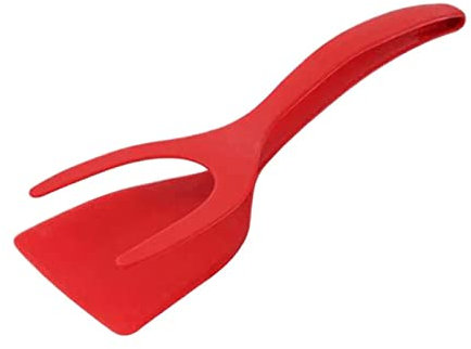 Lovelegis Espátula para huevos fritos – pala – pinzas – barbacoa – para girar los huevos – panqueques – crepes – resistente al calor – color rojo