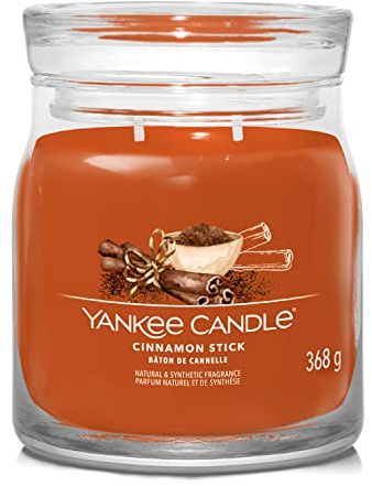 Yankee Candle Candela profumata firmata | Candela in barattolo medio a bastoncino di cannella con doppio stoppino | Candela a combustione lunga in miscela di cera di soia | Regalo perfetto per le