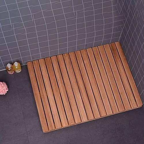 RENLXFI Holz Badematten für Badezimmer Boden, Anti-Rutsch-Dusche Bodenmatte für Badewanne/Luxus Spa/Gateway, Indoor waschbar Slatted Fuß Plattform (Size : (25.6inx35.4in) 65x90cm)