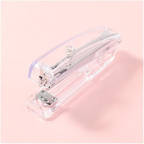 Niedlicher Hefter Bürohefter, durchsichtiger Hefter, Locher, Nagelheber, gefrostet, bunte Schere, kleiner Mini-Hefter, müheloser Desktop-Hefter Bürobedarf (Color : Silver stapler)