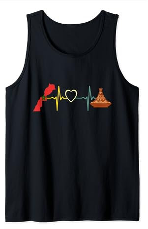 Maroc Tajine Heartbeat – Tajine Drapeau Marocain Nourriture Débardeur