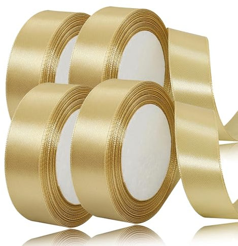 laeeyin Geschenkband Satinband 88m Geschenkband Breit, 20mm Schleifenband,Geschenkband Hochzeit Stoff, Satin-Geschenkband, Perfekt für Hochzeiten, Geburtstage und Festliche Anlässe (golden)