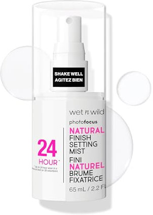 Wet n Wild Photo Focus Natural Finish Setting Mist, Spray Fixateur de Maquillage Enrichi en Vitamine B5 et E, Formule Légère, Spray Fixateur Longue Durée 24 Heures