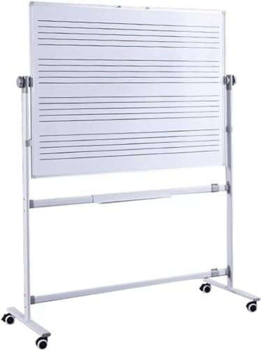 Großes mobiles Whiteboard „Music Staff“, trocken abwischbares Whiteboard, 48 x 36 Zoll, doppelseitiges magnetisches Whiteboard auf Rollen für Zuhause, Büro, Klassenzimmer, Schule