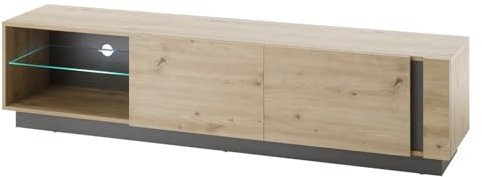 TV-Lowboard in Eiche Artisan und grau Graphit TV-Unterteil Fernsehtisch 188 x 46 cm Louna (Lowboard 2)