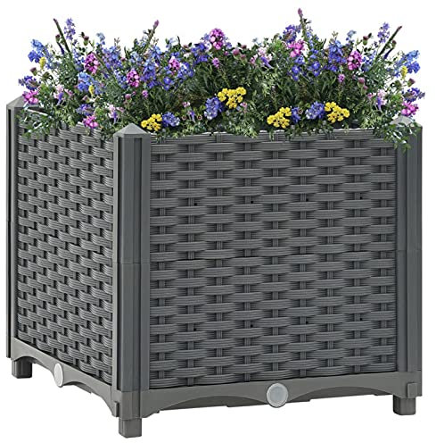 Iiaky Lit surélevé 40x40x38 cm Polypropylène,Bordure Pierre,Kit Gabion,Gabion Jardiniere