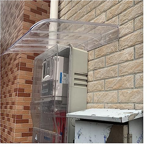 Fenstermarkise, Türvordach, unsichtbare Eingangsmarkise, Gebogene Polycarbonat-Abdeckung für die Haustür, Außenterrasse, Gartenvordach (Farbe: Klar, Größe: 15,75 x 125,98 Zoll/40 x 320 cm)