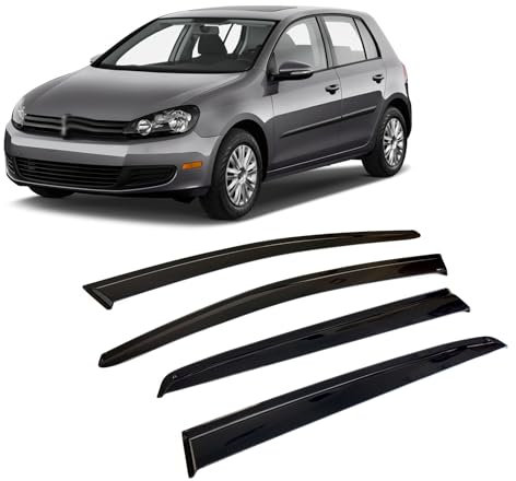 Rumplex Windabweiser Luftabweiser Regenabweiser Seitenfensterabweiser Kompatibel mit VW Golf 5 Golf 6 2003-2013 Autofenster Regenschutz Regenabweiser Anklebbare Deflektoren 4 Stück Externe Passform