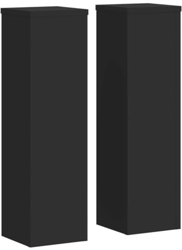 vidaXL Pflanzenständer 2 STK., Blumenständer Hohle Konstruktion, Dekosäule Podest für Pflanzen Dekoartikel, Blumenhocker Blumensäule, Schwarz Holzwerkstoff