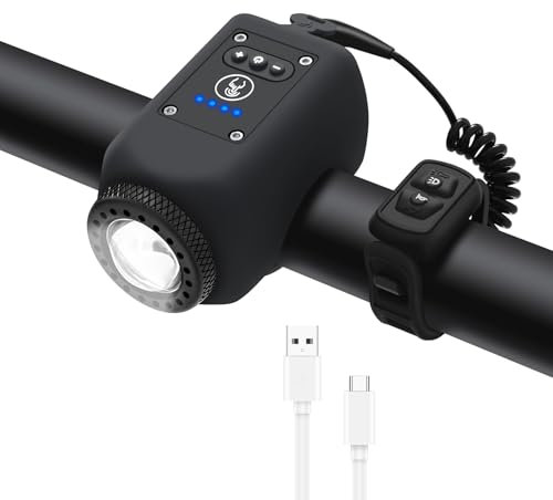 Woyuosn Bike Horn, Bicycle Horn with Large Range Floodlight, IPX5 Waterproof with USB Rechargeable Bike Electronic Horn (Black)