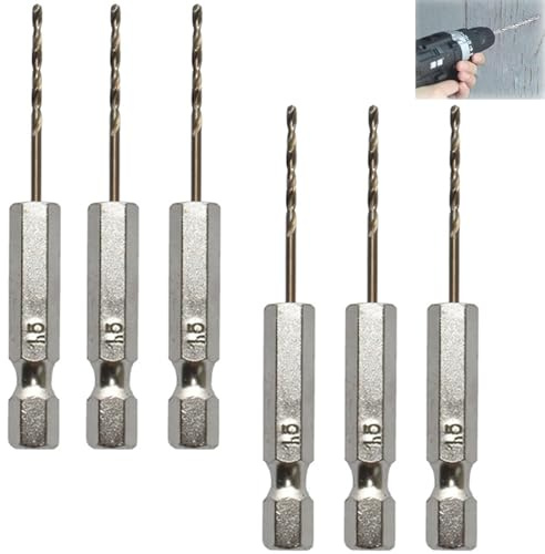 Wjelet Juego de 6 brocas hexagonales de 1/4 pulgadas, brocas helicoidales de alta velocidad de 1,5 mm, brocas hexagonales HSS de 1/4 pulgadas, brocas de metal de cambio rápido, brocas pequeñas para