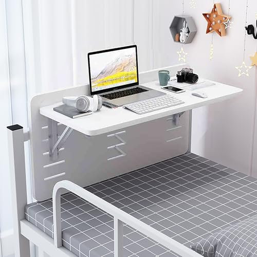 Tavolo pieghevole a muro, banco da lavoro pieghevole in legno massello, scrivania pieghevole a muro, tavolino da balcone, adatto for dormitori, uffici, camere da letto, sale studio, ristoranti(White,8
