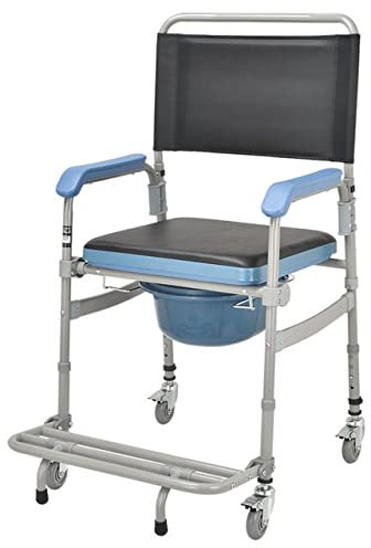 Fauteuil Roulant Commode, Chaise de Toilette Portative Légère de Chevet avec Toilettes Intégrées pour Personnes Handicapées Les Personnes Âgées Autres jusqu'à 150 Kg Douche Réglable en Hauteur C