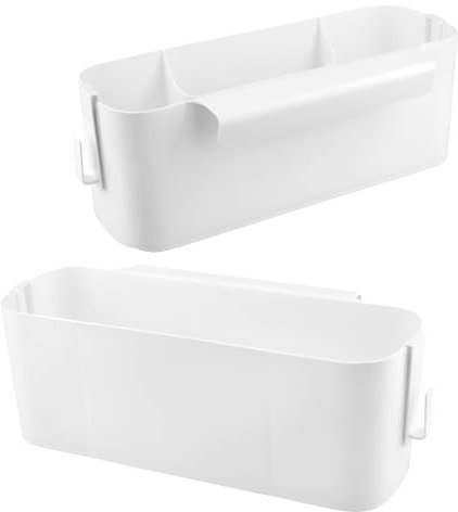 CHUIFAI Organizador de cama de 2 piezas para colgar, organizador de cama colgante con 2 ganchos extraíbles, de plástico blanco, cesta de almacenamiento para colgar en casa, dormitorio, litera, oficina