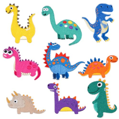 Dinosaurier Patches zum Aufbügeln, 9 Stück Aufnäher zum Aufbügeln Kinder | Aufnäher zum Aufbügeln, Bügelbilder für Textilien - Kleidung, Jeans, Taschen, Dekoration