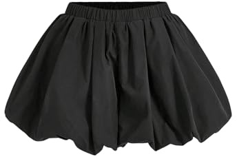Verdusa Girl's Y2K Bubble Skirt Cute Clothes Balloon Elastic Waist Ruffled Cute Mini Skirts Skort Black 9 Years